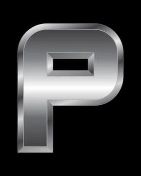 Rectangular beveled metal font - letter p Stock Illustration