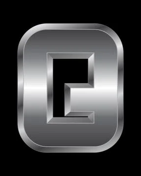 Rectangular beveled metal font - letter q Illustrazione stock