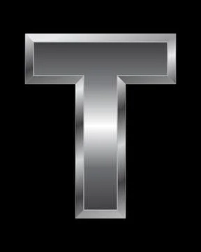 Rectangular beveled metal font - letter t Stock Illustration