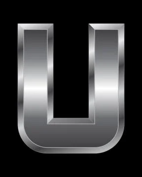 Rectangular beveled metal font - letter u Stock Illustration