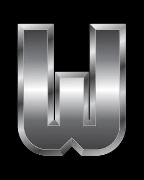 Rectangular beveled metal font - letter w Stock Illustration