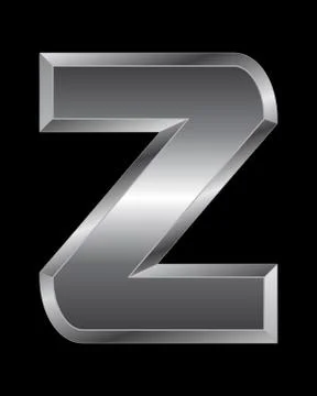 Rectangular beveled metal font - letter z Stock Illustration