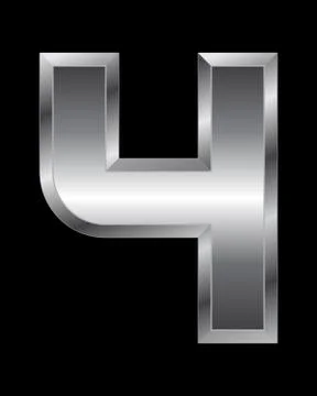 Rectangular beveled metal font - number 4 Stock Illustration