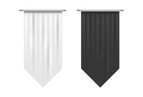 Rectangular black and white pennant flags. hanging flags mock up Illustration