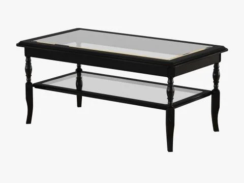 Rectangular black coffee table on white background 3d rendering Stock Illustration