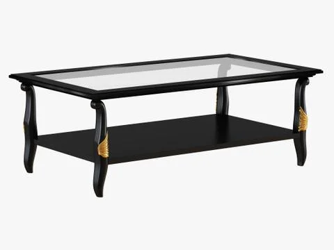 Rectangular black coffee table on white background 3d rendering Stock Illustration