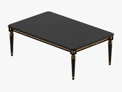 Rectangular black coffee table on white background 3d rendering Stock Illustration