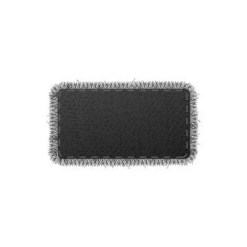 Rectangular black denim patch with fringed edge vector illustration isolated. Illustrazione stock