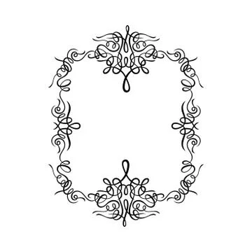 Rectangular Black Frame with Filigree Swirls Vector Clipart Illustrazione stock
