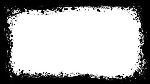 Rectangular black ink brush painting frame background and irregular shape Illustrazione stock
