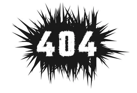 Rectangular black spot with sharp pointed edges, and spiked inscription 404 d Stock Illustration