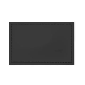 Rectangular black textile label with decorative stitching on all sides. Stock Illustration