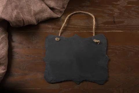 Rectangular black textured slate board f Stock Photos