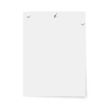 Rectangular blank white sheet on wall attached with several metal nails Stock Illustration