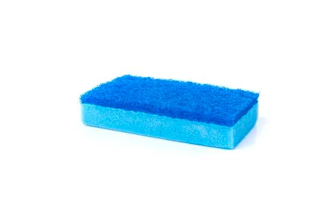 Rectangular blue cellulose washing sponges with coarse and soft sides Stock Photos