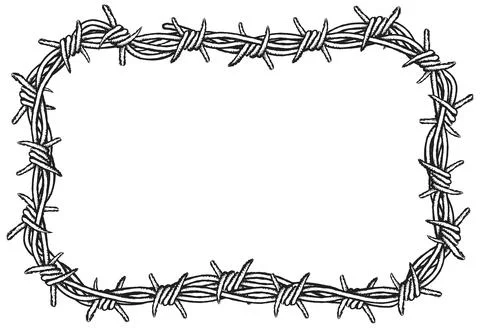 Rectangular border of barbed wire Stock Illustration