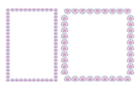 Rectangular border frame template with flourish decoration. Onion flower pink Illustrazione stock