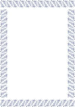 Rectangular border frame template with flourish decoration. Blue branch ele.. Stock Illustration