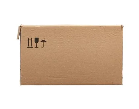 Rectangular box of brown cardboard isolated on a white background rectangu... Fotos Stock