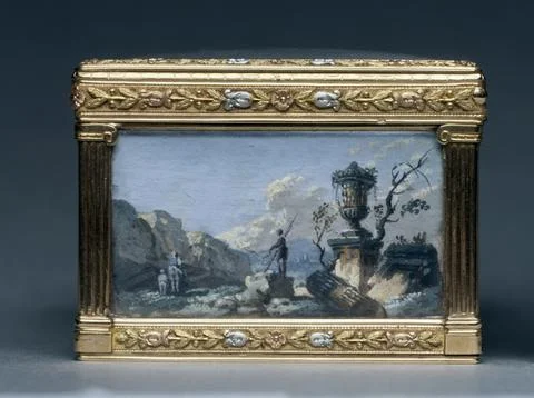 Rectangular Box, c. 1840-1850. Alexandre Leferre (French). Gouache miniatur.. Stock Photos