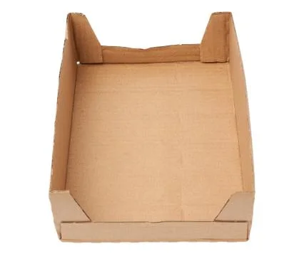 Rectangular box made of brown corrugated cardboard Stock Photos