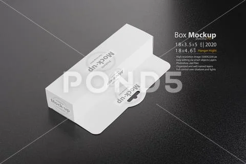 Rectangular box package mockup with hanger mock-up series PSD Template