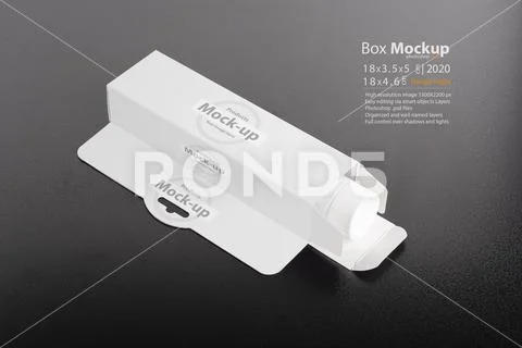 Rectangular box package mockup with inside tube mock-up series PSD Template