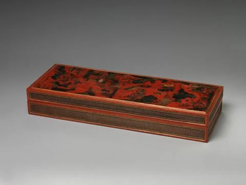 Rectangular Box with Scene of a Reception 17th century China The scene repr.. Stock Photos