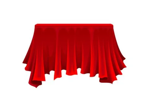 Rectangular box under red silk cloth on white background. Ilustración de archivo