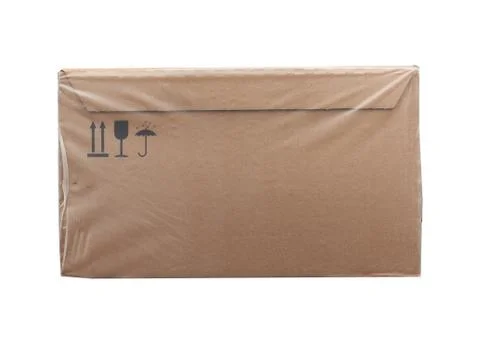 Rectangular box wrapped in transparent polyethylene Stock Photos