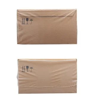 Rectangular box wrapped in transparent polyethylene Stock Photos