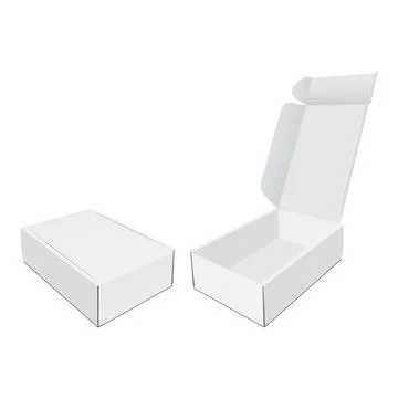 Rectangular Boxes Mockups with Opened and Closed Lid, Side View Stock Illustration