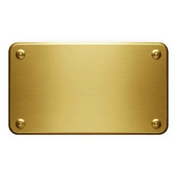 A rectangular brass plaque with four evenly spaced screws for secure mounting Stock Illustration