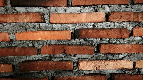 Rectangular brick wall texture with cement (2) Stock Photos