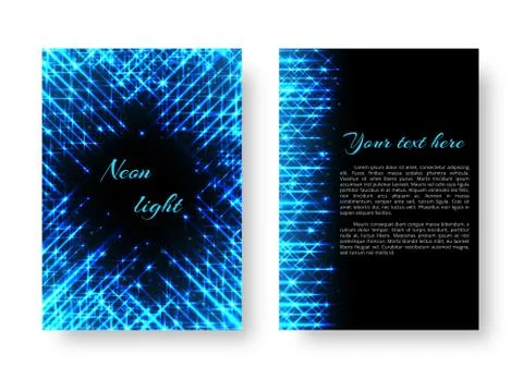 Rectangular brochure with neon light Stock Illustration