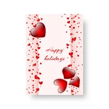 Rectangular brochure with scarlet hearts Stock Illustration