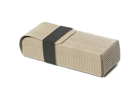 Rectangular brown corrugated box for packing goods, perfumes, creams and cosm Fotos Stock