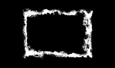 Rectangular Brush Stroke Frame in grunge style in white color on black isolated Stock Illustration