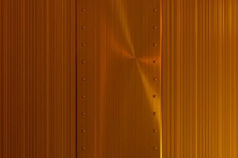 Rectangular brushed metal plate with rivets on brushed metal background Stock Illustration