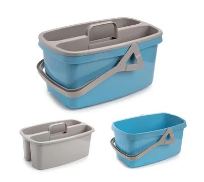 Rectangular bucket and tray isolated on white Stock Photos