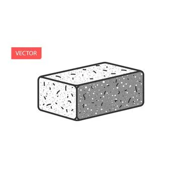 Rectangular building brick vector line art illustration Stock Illustration