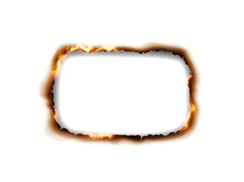 Rectangular Burnt Paper Frame with Flames Stock Illustration