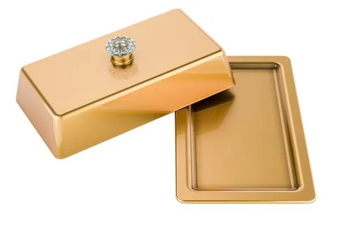 Rectangular Butter Dish, copper or golden. 3D rendering Stock Illustration