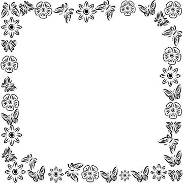 Rectangular of butterflies Stock Illustration