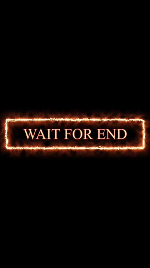 Rectangular button with WAIT FOR END text and orange flames. WAIT FOR END b.. Stock Footage 345718683