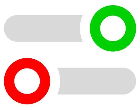 Rectangular buttons, switches set at different states. Slider, adjuster type  Stock Illustration