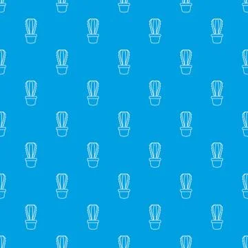 Rectangular cactus pattern vector seamless blue Illustrazione stock