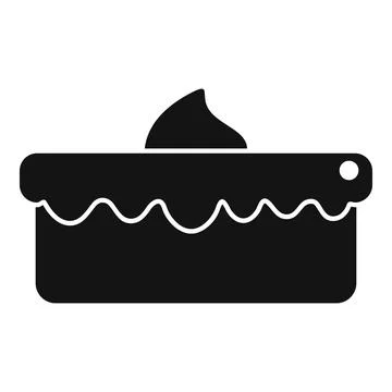 Rectangular cake with cream decorated with chocolate topping icon Stock Illustration