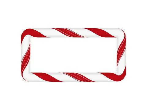Rectangular candy cane frame with red and white stripes. Ilustración de archivo