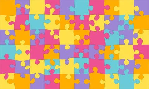 Rectangular Canvas of Multi-Colored Puzzles Stock-Illustration